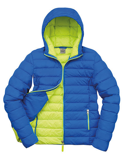 Result Women´s Snow Bird Hooded Jacket in Ocean Blue/Lime – mit Firmenlogo individualisierbar