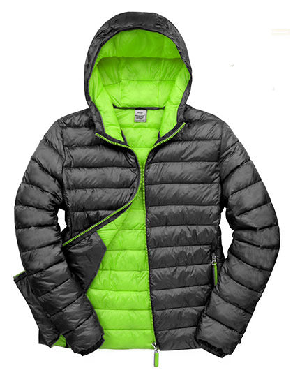 Result Men´s Snow Bird Hooded Jacket in Black/Lime – mit Firmenlogo individualisierbar