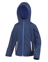 Result Core Kinder-Softshelljacke Performance mit Kapuze in Navy – mit Firmenlogo individualisierbar