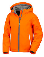 Result Core Kinder-Softshelljacke Performance mit Kapuze in Neon Orange – mit Firmenlogo individualisierbar