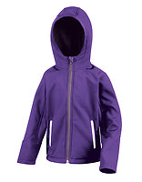 Result Core Kinder-Softshelljacke Performance mit Kapuze in Purple – mit Firmenlogo individualisierbar