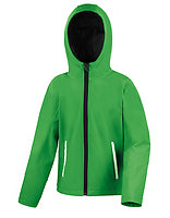Result Core Kinder-Softshelljacke Performance mit Kapuze in Vivid Green – mit Firmenlogo individualisierbar