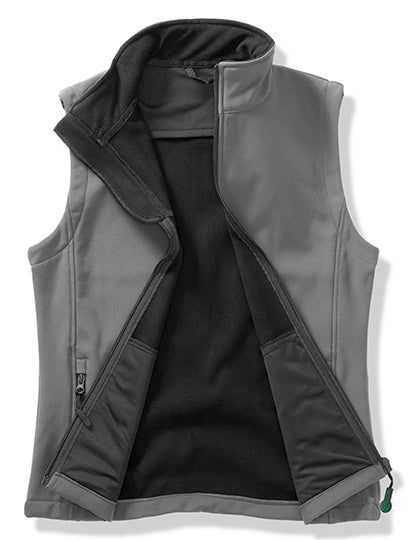 Result Recycled Women´s Printable Softshell Bodywarmer with Recycled Fleece Inner in Charcoal/Black – mit Firmenlogo individualisierbar