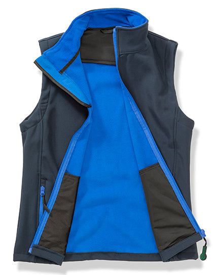 Result Recycled Women´s Printable Softshell Bodywarmer with Recycled Fleece Inner in Navy/Royal – mit Firmenlogo individualisierbar