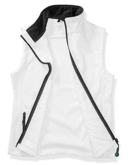 Result Recycled Women´s Printable Softshell Bodywarmer with Recycled Fleece Inner in White/Black – mit Firmenlogo individualisierbar