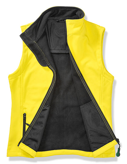 Result Recycled Women´s Printable Softshell Bodywarmer with Recycled Fleece Inner in Yellow/Black – mit Firmenlogo individualisierbar