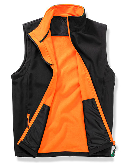 Result Recycled Men's Printable Softshell Bodywarmer with Recycled Fleece Inner in Black/Orange – mit Firmenlogo individualisierbar