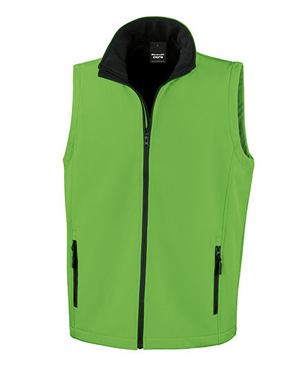 Result Recycled Men's Printable Softshell Bodywarmer with Recycled Fleece Inner in Vivid Green/Black – mit Firmenlogo individualisierbar