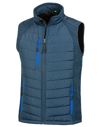Result Recycled Recycled Compass Padded Softshell Gilet in Navy/Royal – mit Firmenlogo individualisierbar