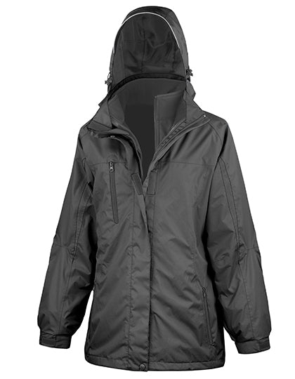 Result Women´s 3-in-1 Journey Jacket With Soft Shell Inner in Black/Black – mit Firmenlogo individualisierbar