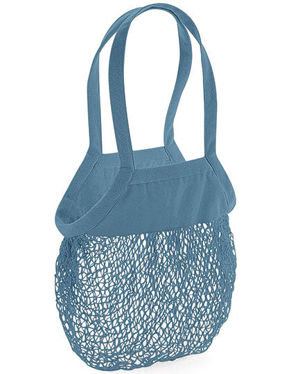 Westford Mill Organic Cotton Mesh Grocery Bag in Airforce Blue – mit Firmenlogo individualisierbar