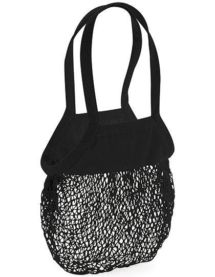 Westford Mill Organic Cotton Mesh Grocery Bag in Black – mit Firmenlogo individualisierbar