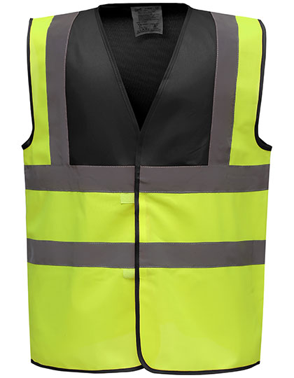 YOKO Hi-Vis 2 Bands & Braces Waistcoat YK100 in Black Yoke