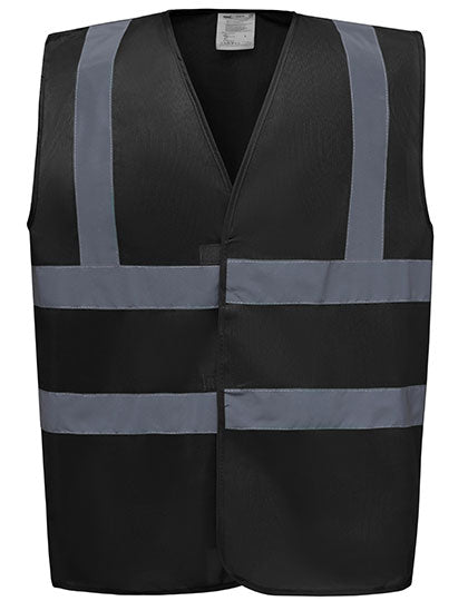 YOKO Hi-Vis 2 Bands & Braces Waistcoat YK100 in Black