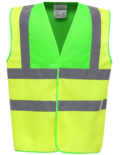 YOKO Hi-Vis 2 Bands & Braces Waistcoat YK100 in Lime Yoke