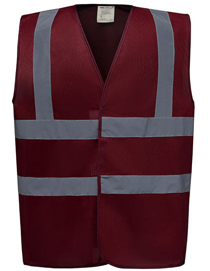 YOKO Hi-Vis 2 Bands & Braces Waistcoat YK100 in Maroon