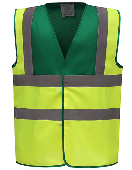 YOKO Hi-Vis 2 Bands & Braces Waistcoat YK100 in Paramedic Green / Hi Vis Yellow