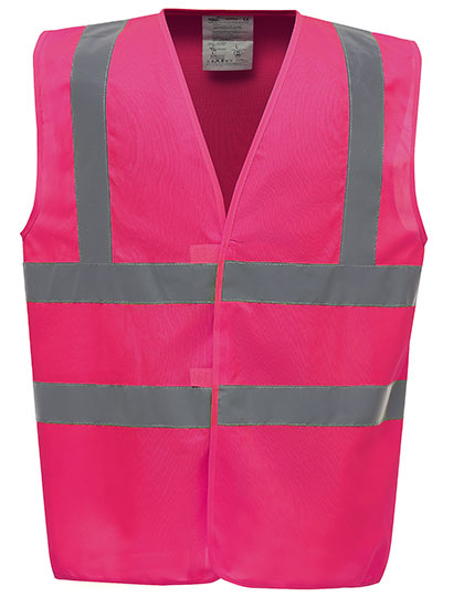 YOKO Hi-Vis 2 Bands & Braces Waistcoat YK100 in Pink