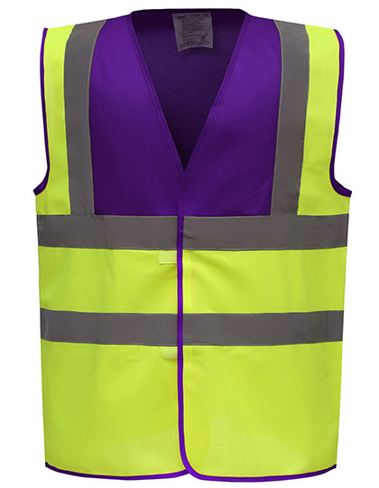 YOKO Hi-Vis 2 Bands & Braces Waistcoat YK100 in Purple Yoke