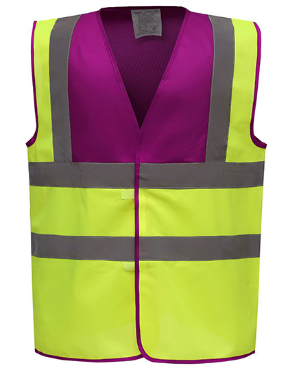 YOKO Hi-Vis 2 Bands & Braces Waistcoat YK100 in Raspberry Yoke
