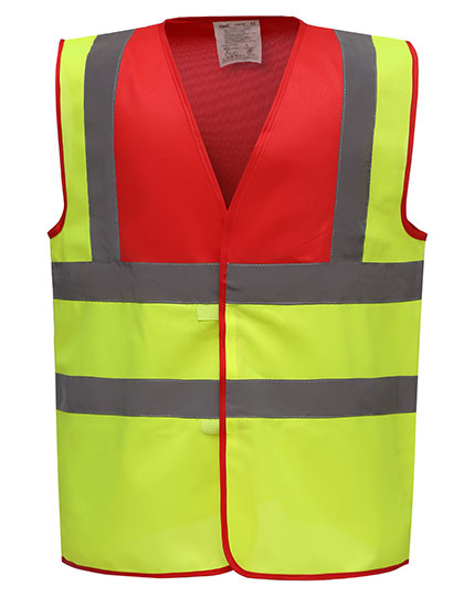 YOKO Hi-Vis 2 Bands & Braces Waistcoat YK100 in Red Yoke