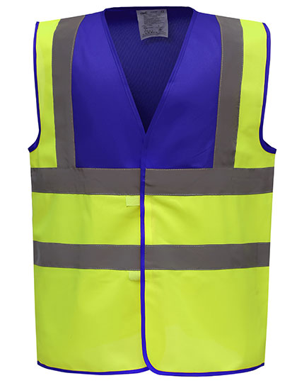 YOKO Hi-Vis 2 Bands & Braces Waistcoat YK100 in Royal Yoke
