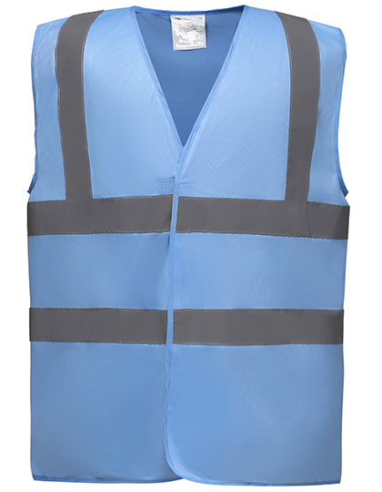 YOKO Hi-Vis 2 Bands & Braces Waistcoat YK100 in Sky Blue