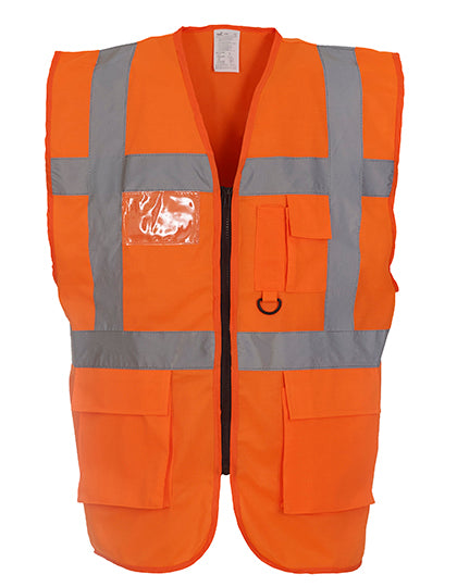 YOKO Multi-Functional Executive Waistcoat YK801 in Hi Vis Orange