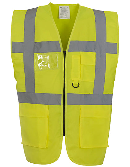 YOKO Multi-Functional Executive Waistcoat YK801 in Hi Vis Yellow