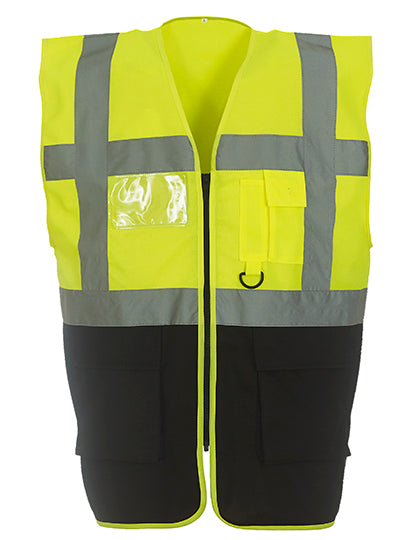 YOKO Multi-Functional Executive Waistcoat YK801 in Hi Vis Yellow / Black