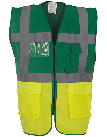 YOKO Multi-Functional Executive Waistcoat YK801 in Paramedic Green / Hi Vis Yellow