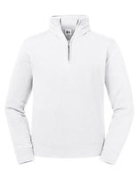 Russell Athletic Herren Quarter-Zip-Sweatshirt Authentic in White – mit Firmenlogo individualisierbar