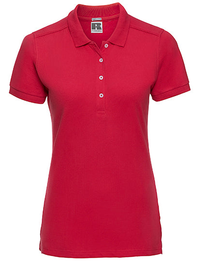 Damen Slim-Fit Stretch-Polo von Russell – Produkt- und Farbansicht für Textildruck und Stickerei
