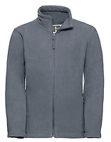 Russell Athletic Kinder-Fleecejacke Outdoor in Convoy Grey (Solid) – mit Firmenlogo individualisierbar