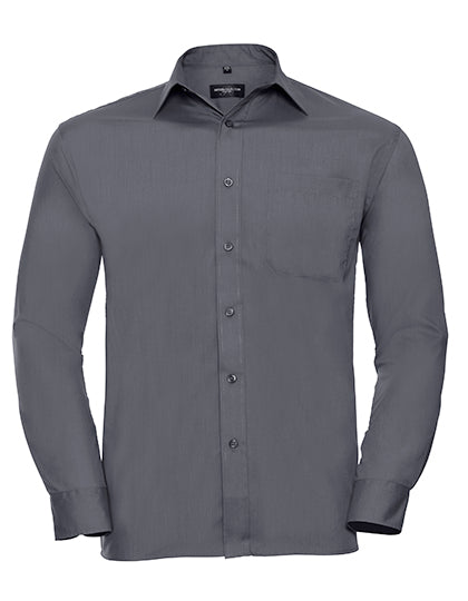 Men´s L/S Poly-Cotton Easy Care Poplin Shirt von Russell – Produkt- und Farbansicht für Textildruck und Stickerei