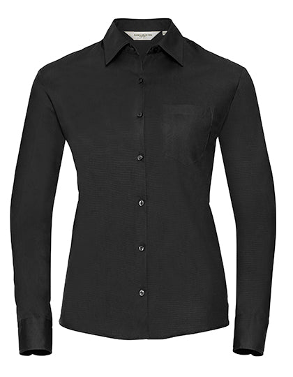 Ladies´ L/S Pure Cotton Easy Care Poplin Shirt von Russell – Produkt- und Farbansicht für Textildruck und Stickerei