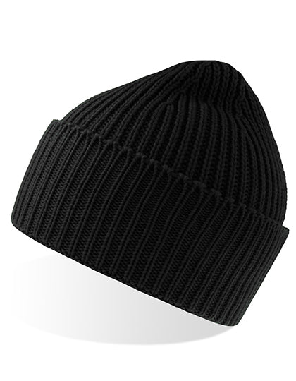 Recycelte Oak Beanie AT100 in Black – für Firmenlogo individualisierbar