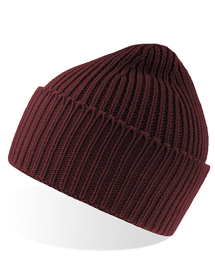 Recycelte Oak Beanie AT100 in Burgundy Melange – für Firmenlogo individualisierbar