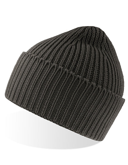 Recycelte Oak Beanie AT100 in Dark Grey Melange – für Firmenlogo individualisierbar