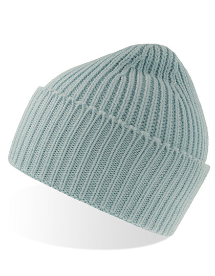Recycelte Oak Beanie AT100 in Light Blue – für Firmenlogo individualisierbar