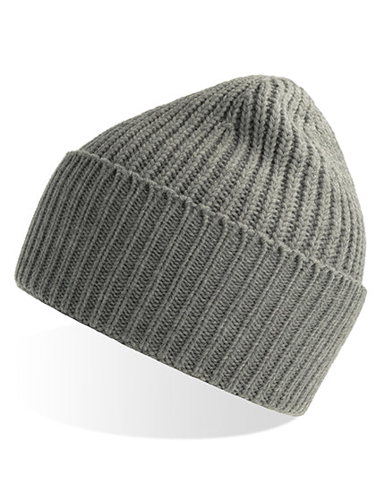 Recycelte Oak Beanie AT100 in Light Grey Melange – für Firmenlogo individualisierbar