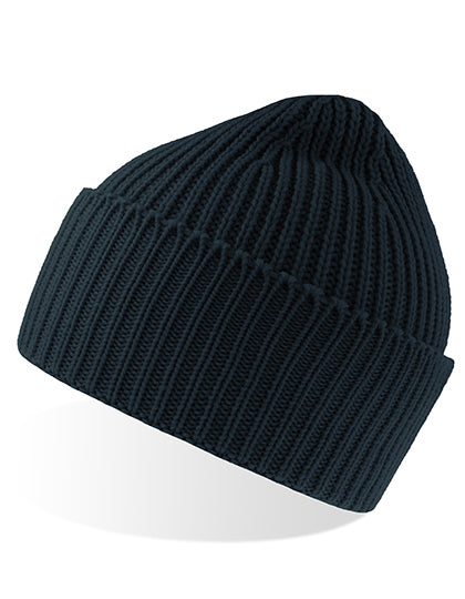 Recycelte Oak Beanie AT100 in Navy – für Firmenlogo individualisierbar