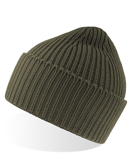 Recycelte Oak Beanie AT100 in Olive – für Firmenlogo individualisierbar