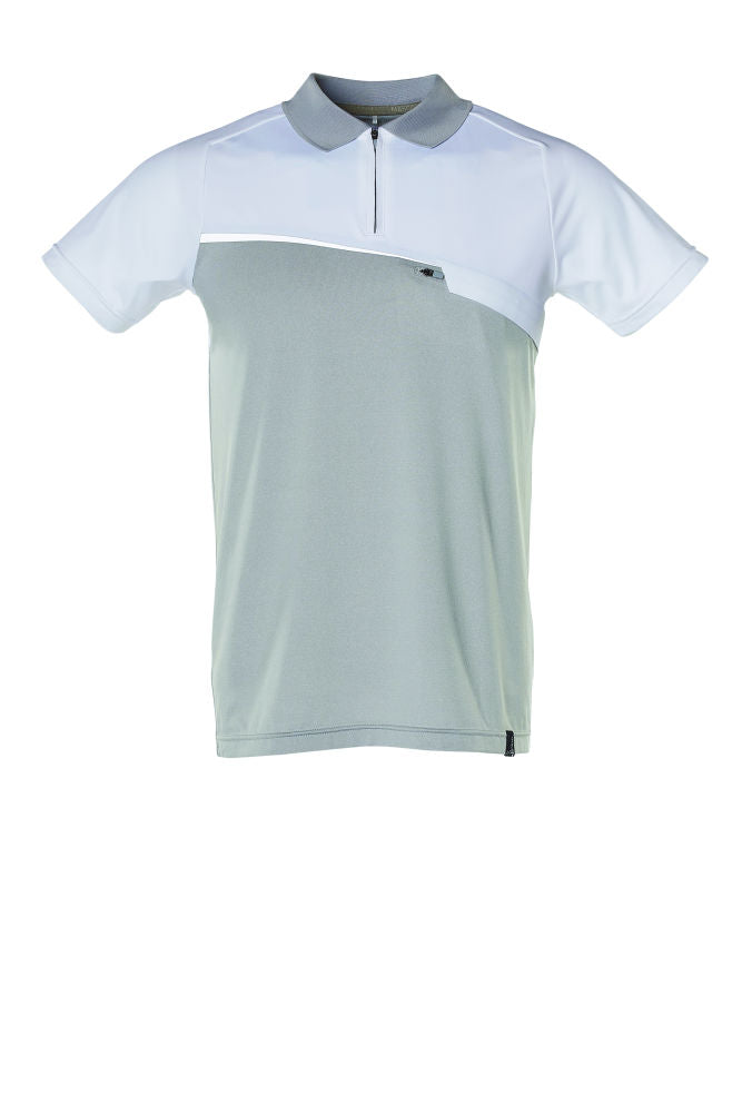 MASCOT ADVANCED Polo-Shirt mit Brusttasche – 17283-945 – Farbe Grau-meliert/Weiss