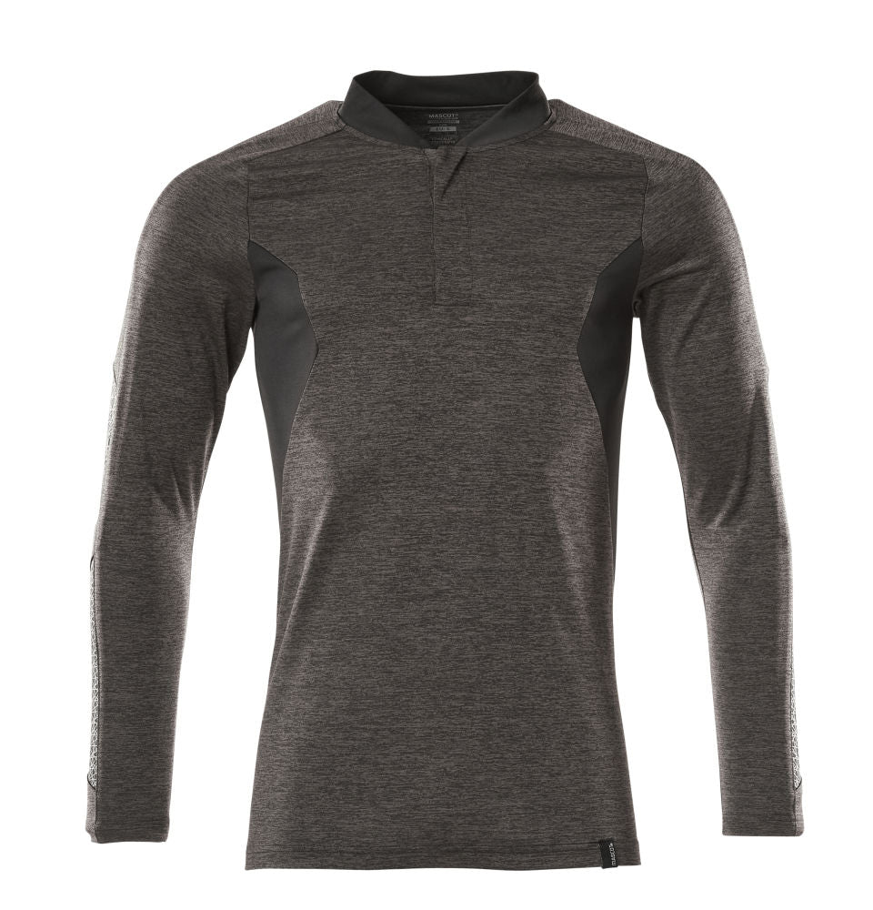 MASCOT ACCELERATE Polo-Shirt Langarm – 18081-810 – Farbe Dunkelanthrazit/Schwarz