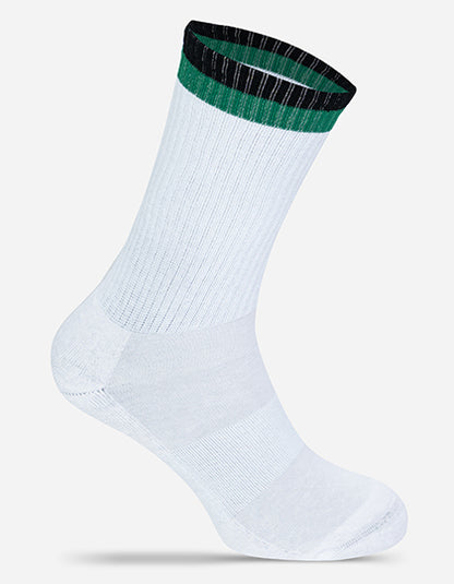 Tennis-Socken Two Tone MRS5006 in White/Black/Green – individualisierbare Socken für Firmen und Vereine