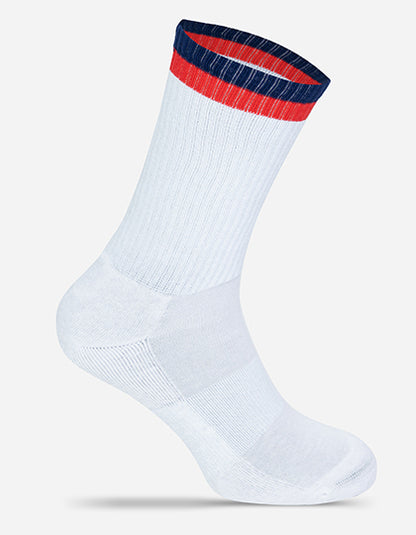 Tennis-Socken Two Tone MRS5006 in White/Navy/Red – individualisierbare Socken für Firmen und Vereine