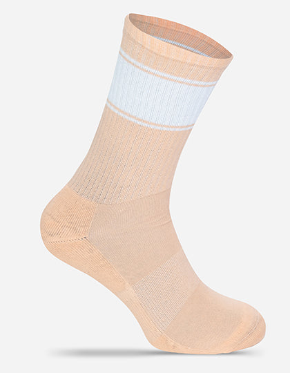 Farbige Tennis-Socken MRS5007 in Peach/White – individualisierbare Socken für Firmen und Vereine