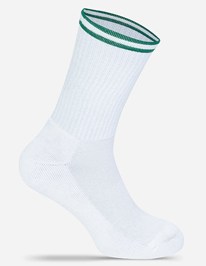 Premium Tennis-Socken MRS5008 in White/Green – individualisierbare Socken für Firmen und Vereine