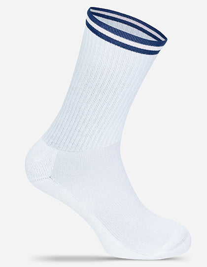 Premium Tennis-Socken MRS5008 in White/Navy – individualisierbare Socken für Firmen und Vereine